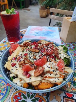 Palo Verde Bowl and a homemade lemonade. at Palo Verde in Prague