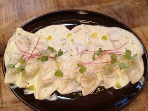 Mushroom ravioli at Palo Verde in Prague