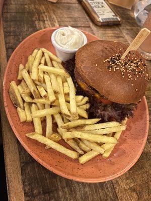 Double cheese burger  at Palo Verde in Prague