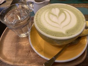 Matcha latte   at Palo Verde in Prague