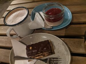 Caramel Sneakers & a yogurty dessert & hot chocolate 😋 at Palo Verde in Prague