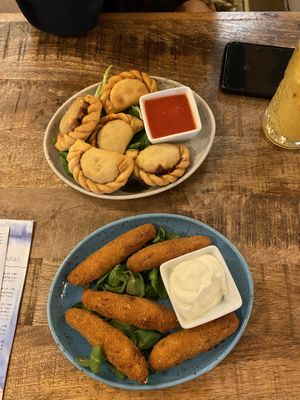 Empanadas and croquettes  at Palo Verde in Prague