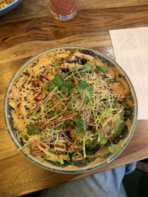 Palo Verde bowl which in my opinion had far too much tahini and hazelnut spread. Clearly visible from the photo. Would not recommend this dish but the other options are good    at Palo Verde in Prague