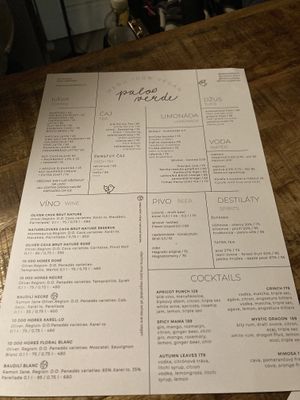 Menu  at Palo Verde in Prague
