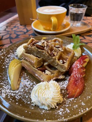 Vegan maple syrup waffles   at Palo Verde in Prague