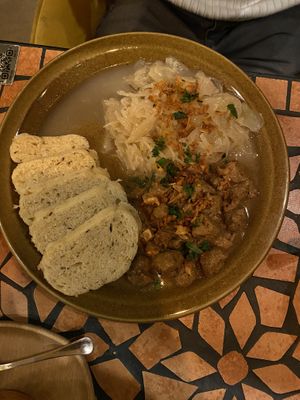 Christmas menu – soy meat and knedliky   at Palo Verde in Prague