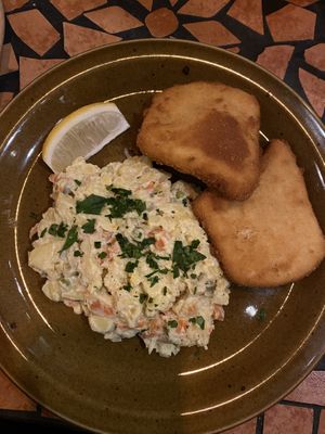 “Fish” and potato salad – Christmas menu  at Palo Verde in Prague