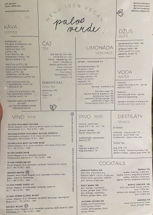 Drinks menu #Veganuary at Palo Verde in Prague