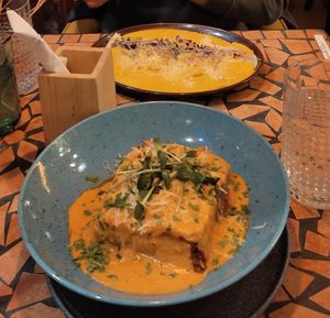 Lasagna and ravioli at Palo Verde in Prague