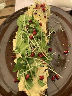 Avocado tofu toast  at Palo Verde in Prague