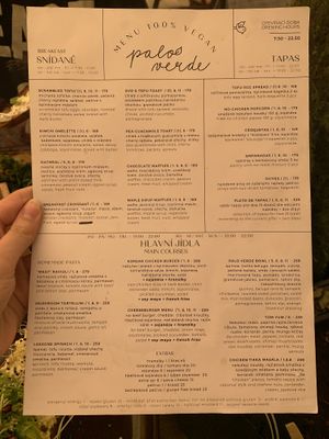 Menu  at Palo Verde in Prague