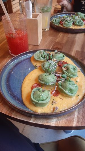 Tortellini with pumpkin sauce was omg delish! Plus a berry lemonade. at Palo Verde in Prague
