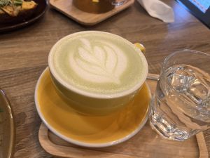 Matcha latte  at Palo Verde in Prague