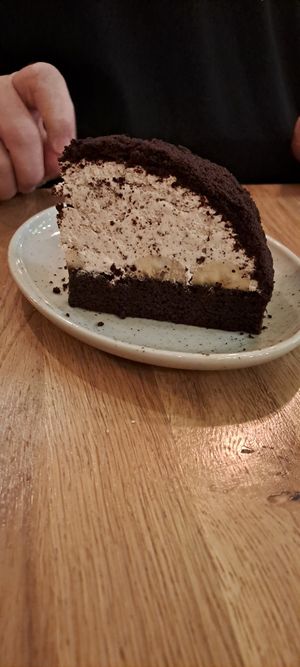 Described as local recipe cake filled with ice cream and cream at Palo Verde in Prague