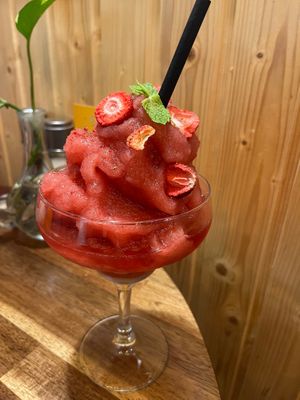 Frozen strawberry margarita  at Palo Verde in Prague
