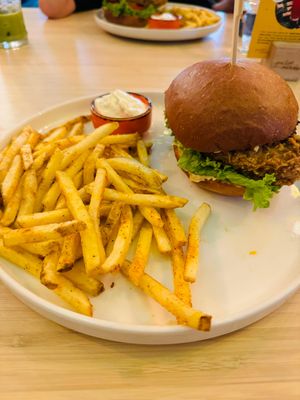 The chicken burgerr  at Palo Verde in Prague