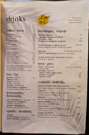 Menu page at Palo Verde at Palo Verde in Prague