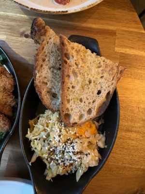 Sourdough bread and veggie pastea  at Palo Verde in Prague