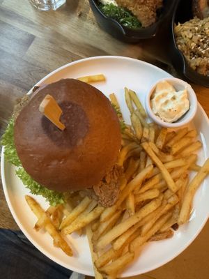 Vegan fish filet burger  at Palo Verde in Prague
