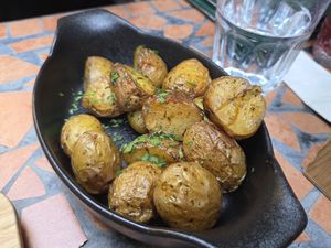 Potatoes (come with the vegan steak) at Palo Verde in Prague