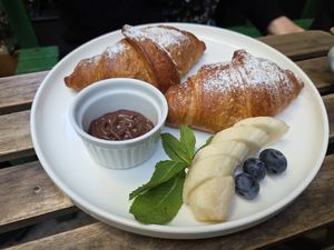 Breakfast croissants at Palo Verde in Prague