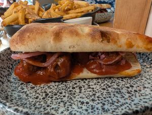 Meatball sandwich at Palo Verde in Prague