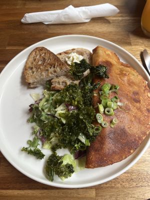Gram flour pancake with kimchi   at Palo Verde in Prague