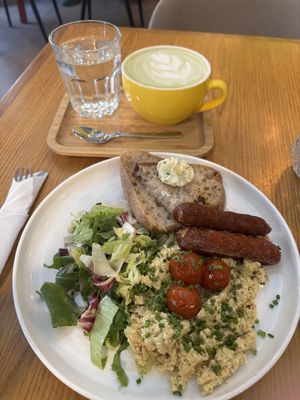 Tofu Scramble and Matcha Latte  at Palo Verde in Prague
