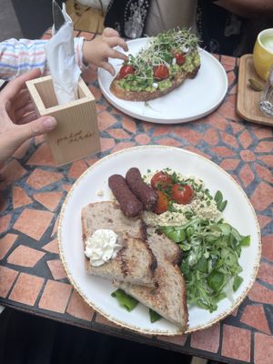 scrambled tofu and open sandwichh  at Palo Verde in Prague