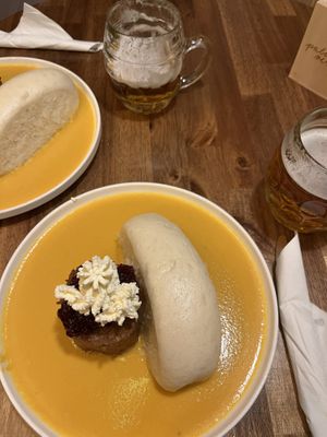 vegan czech traditional „svickova“  sauce with juicy marbles tenderloin steak, honestly, this food tastes way better than it looks (that’s a normal occurence with this dish)  at Palo Verde in Prague