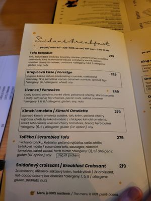 Menu at Palo Verde in Prague
