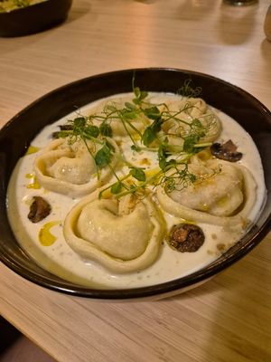 Mushroom tortellini at Palo Verde in Prague