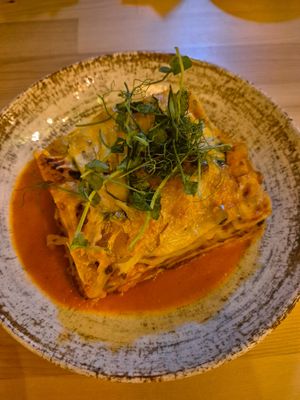 Red pesto lasagna at Palo Verde in Prague