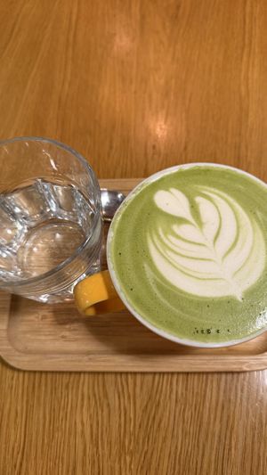 Caramel matcha lattee  at Palo Verde in Prague