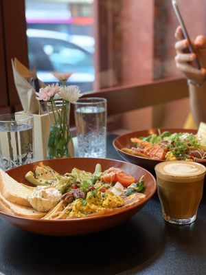 breakfast bowl and coffee at Palo Verde in Prague
