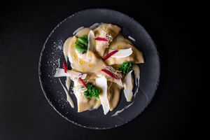 Ravioli with oyster mushroom at Palo Verde in Prague