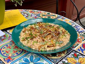 Risotto with oyster mushroom at Palo Verde in Prague