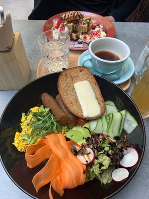 Breakfast Tofu and wafels  at Palo Verde in Prague