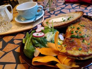 Kimchi-chickpea omelette (weekend brunch) at Palo Verde in Prague