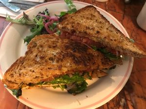Veggie sandwich featuring smoked tofu at The Vault in Nanaimo