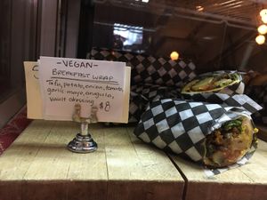 Ready-to-go vegan burrito. at The Vault in Nanaimo