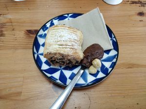 Almond roll at Embrace Cafe in North London