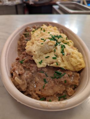 Biscuits & gravy with Just Egg at Terms of Endearment in Brooklyn