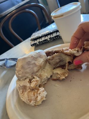 Pulling apart the cinnamon roll   at Terms of Endearment in Brooklyn