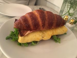 Croissant breakfast sandwich  at Terms of Endearment in Brooklyn