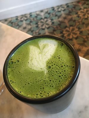 Matcha latte at Terms of Endearment in Brooklyn