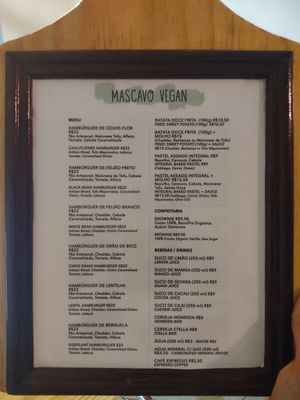 Cardápio Menu at Mascavo in Salvador