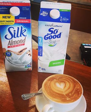 Soy and almond milk for coffee at The Loaf in Fernie