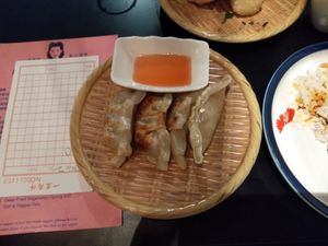 Pan fried veggie dumplings at Little China Girl in Northbridge