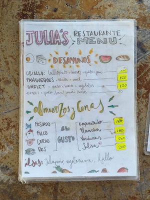 Menu. There are also daily specials and requests can be made.  at Comedor Julias in Ometepe